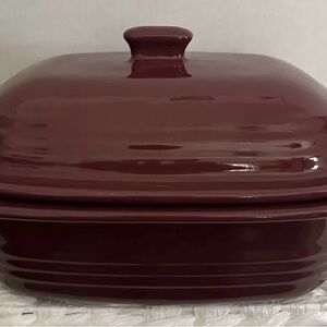 Pampered Chef Deep Covered Baker Casserole Stoneware Dish Cranberry 3.1 qt USA